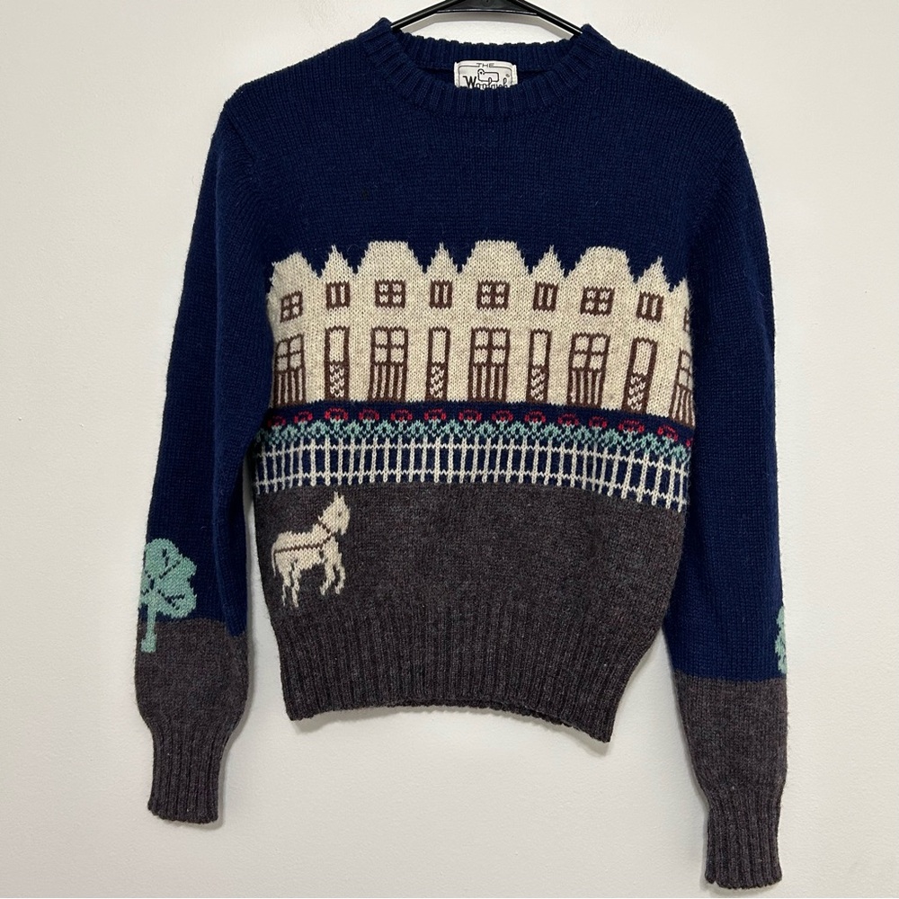 Vintage Woolrich London Two Sided Knit Sweater S 100% Wool